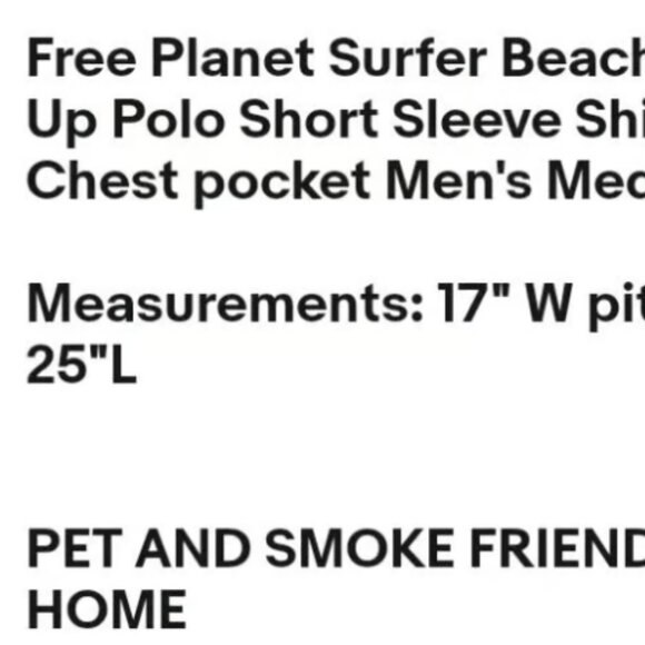 Free Planet Beach Themed Button Up Polo Mens Medium (17"W X 25"L) - Picture 2 of 9